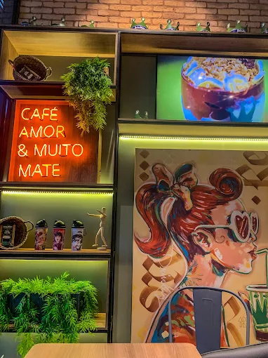 Letreiro neon Café Amor e Muito Mate